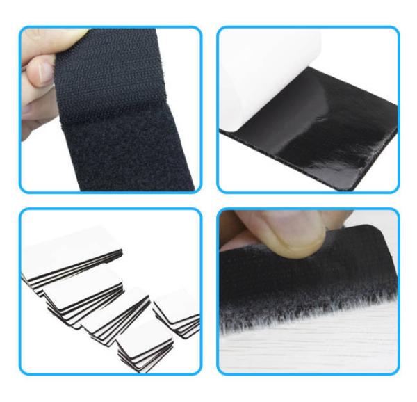 Peel And Stick Square Hook And Loop Tape Adhesive Strong Adhesive Backing