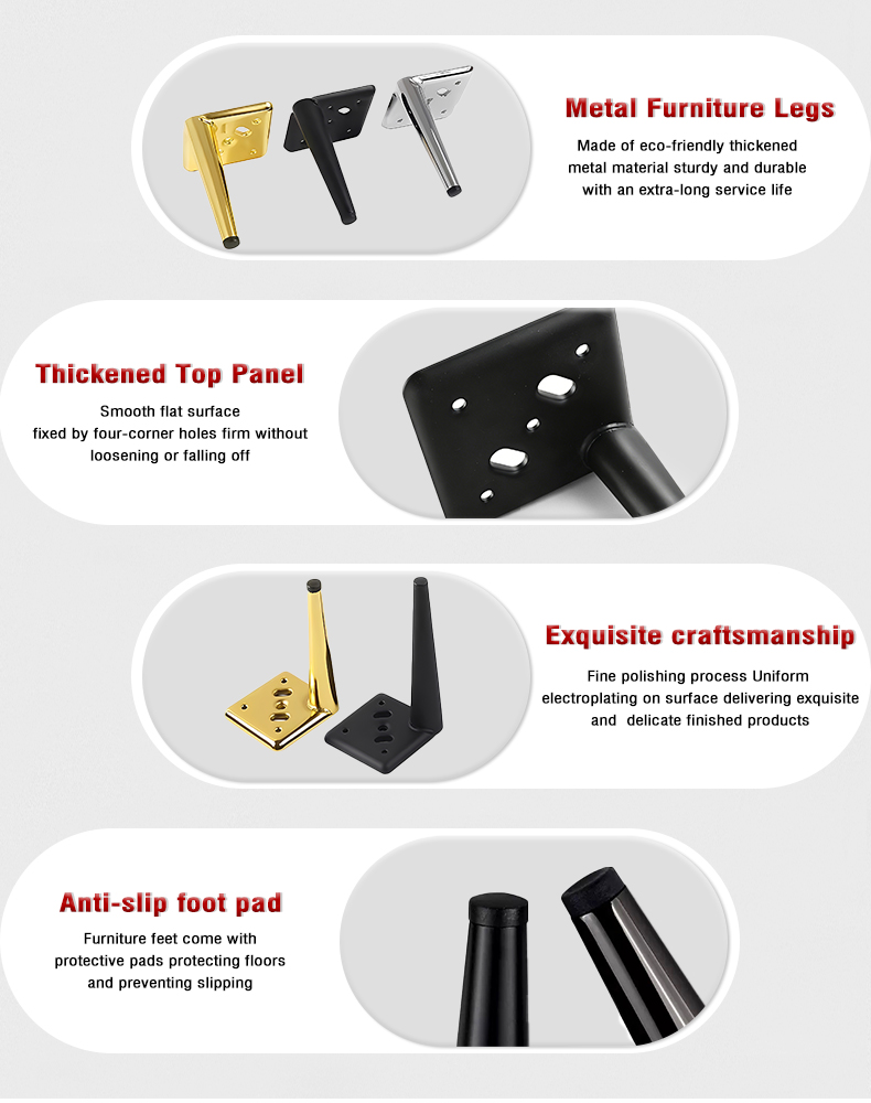 Thickened L-shaped Metal Sofa Legs Light Luxury Support Feet for Chairs and Coffee Tables Cabinet Hardware Fittings