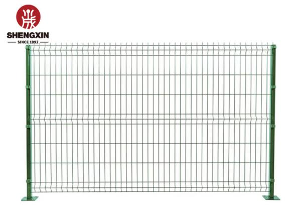 Round Peach Post Double Wire Welded Mesh Fence Green Pvc Coated Decorative