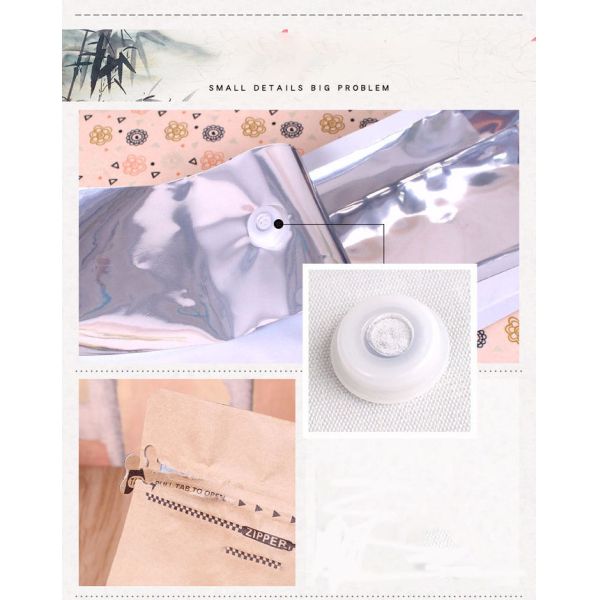 Metallized zipper pouch for weed packaging rose gold black metalized foil pouch, gusseted puch bags, bagease bagplastics