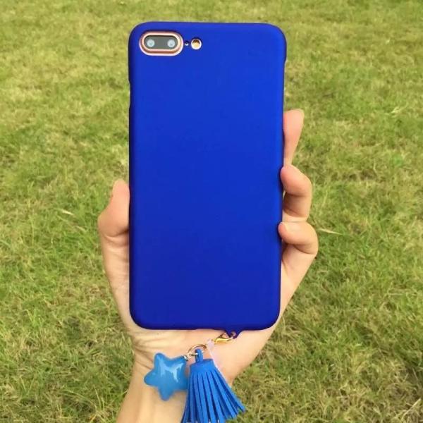 Hard PC Simple Solid Candy with Star Tassel Strap Color Cell Phone Case Cover For iPhone 7 6s Plus
