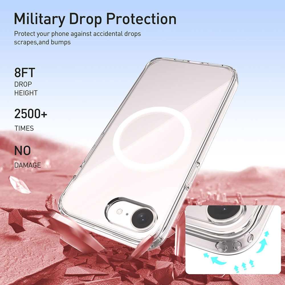 Laudtec Clear Phone Cases for Iphone 17E Air 17 16 Pro Max Tpu Pc Strong Magnetic Transparent Back Cover Custom Logo Oem Sjk1118
