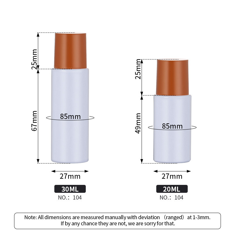 Круглые портативные бутылки перемещения установили 20ml ширину емкости 27mm с завинчивой пробкой