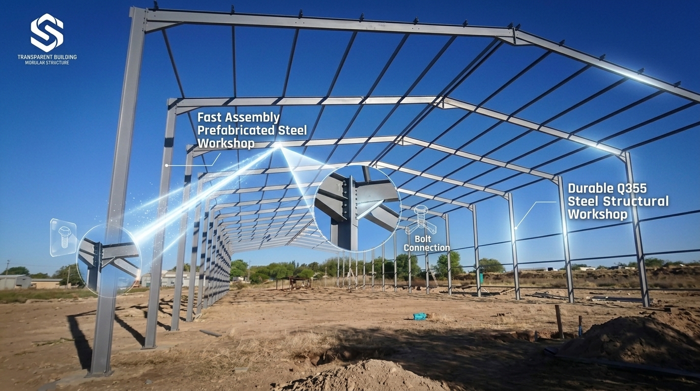 Relocatable Modular Bolt-Connected Steel Structure Workshop Dismountable Reusable Temporary Industrial Building