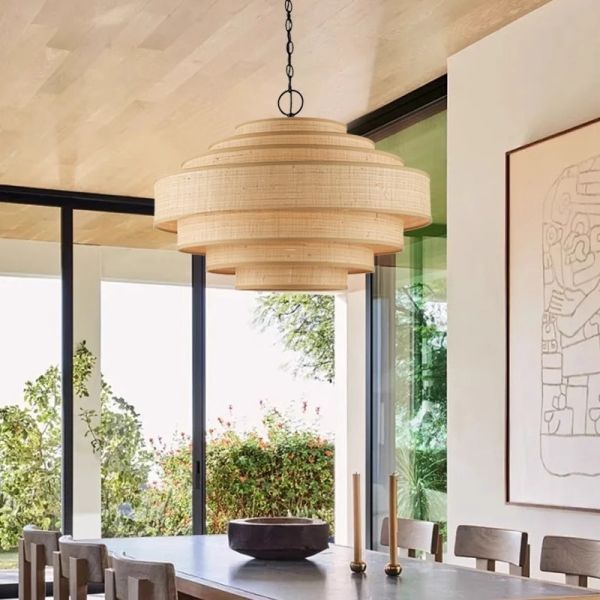 Living Dining Bedroom B&B Decoration Home Pendant Lights Indoor Lighting Fixtures Japan Style Wabi Sabi Fabric Chandelier (WH-VP-303)