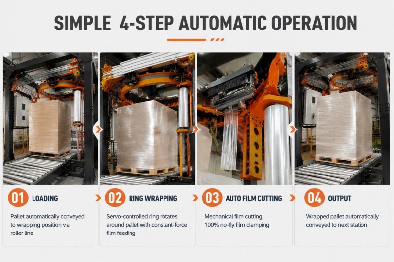 High Speed Ring Wrapper Machine 380V 60Hz For FMCG Warehouse Distribution Centers OEM