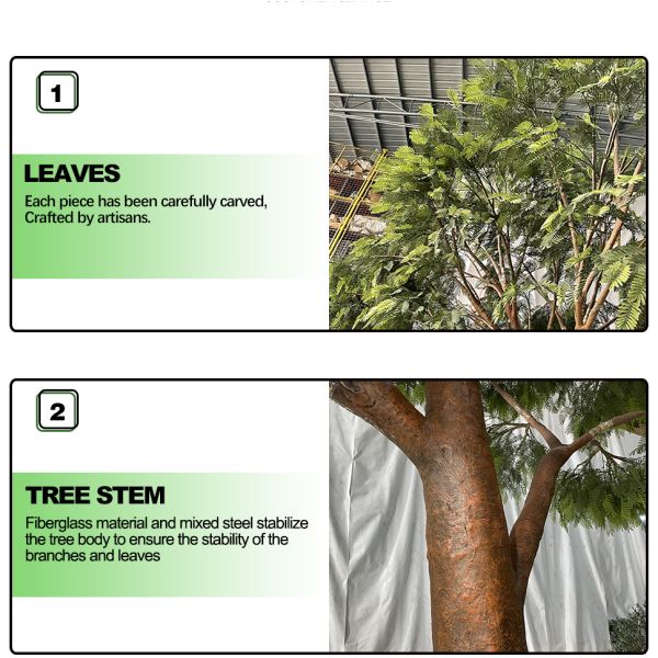 Anti UV Artificial Babul Trees For Outdoor Landscape Evergreen 5.5 Meters Fiber Glass