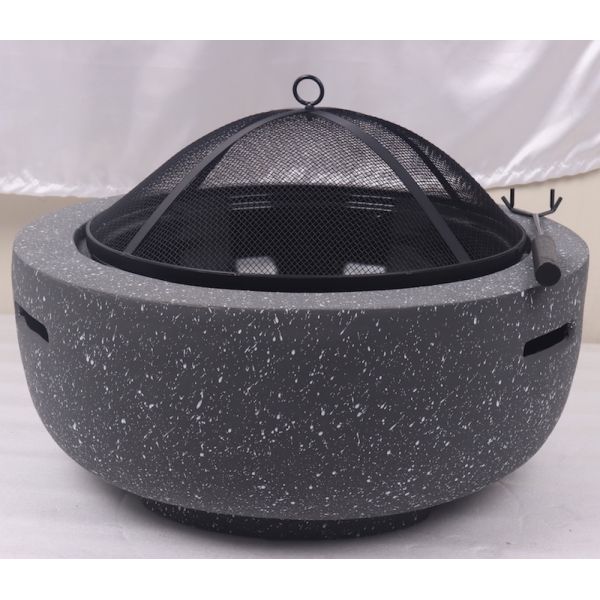 MGO Stone Barbecue Fire Bowl Painted Steel Fire Pit Cool Camping Accessories 59.5X34.5cm