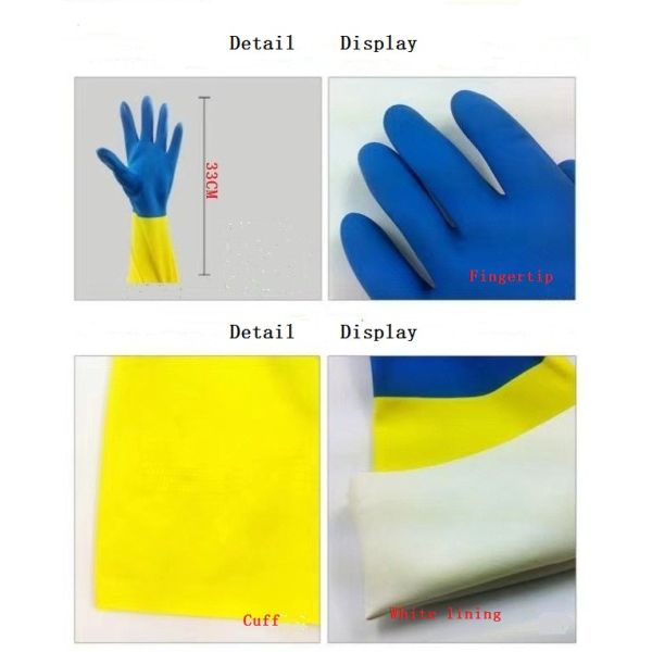 Latex Neoprene Bicolor Industrial Glove Flock Lining Neoprene Chemical Gloves