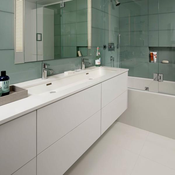 Matte White Plain Melamine Sink Bathroom Vanity Units Ceramic Basin Drawer Handless