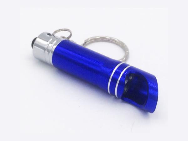 Personalized Anodized Aluminum Mini LED Flashlight Light Keychain Beer Bottle Opener, Laser Engrave Logo, Cheap Key Ring