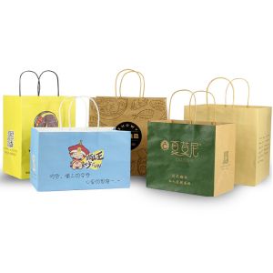 Wholesale Custom Printed Kraft Paper Bags Pacakging For Food Delivery Fctory