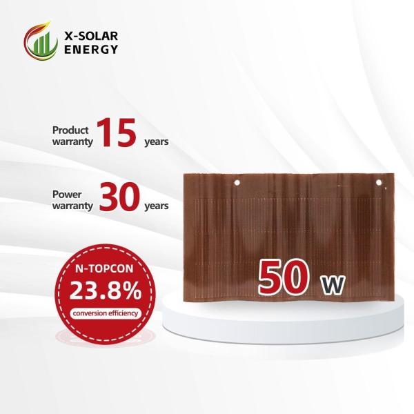 Household Curved Solar PV Roof Tiles 50W Residential Solar Roof Tiles