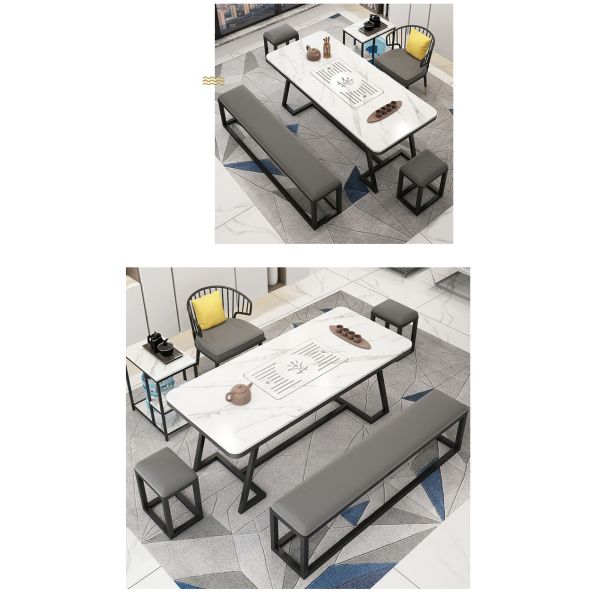 140cm Slate Dining Room Table Modern Italy Minimalist Luxury Metal