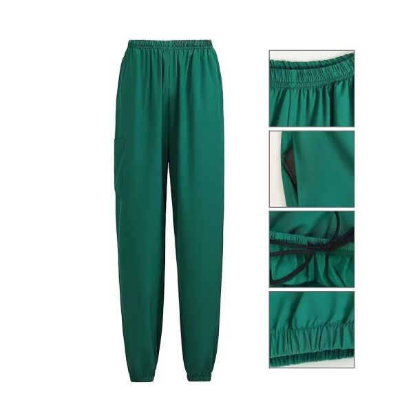 Unisex V-Neck Medical Scrub Set with Breathable Fabric, Multiple Functional Pockets, and Elastic Waist with Drawstrings