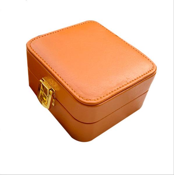 OEM Small Portable Jewelry Box With Lock PU Leather 10cm 5cm