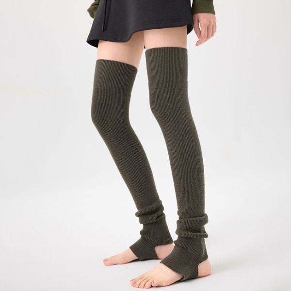 Femmes à nervures au-dessus du genou chaussettes hautes chaussettes chauffantes pour les jambes sans orteils chauffantes pour les jambes pour le yoga et le ballet