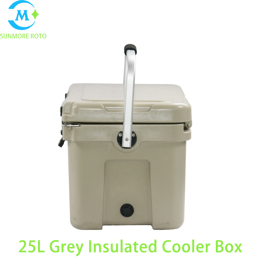 SUNMORE ROTO 25L Grey Rotomolded Insulated Cooler Box, Outdoor Portable Ice Chest, Waterproof Thermal Cooler Box For Fishing Camping Travel