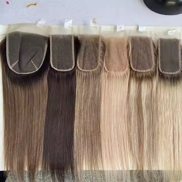 Factory Wholesale Lace Topper 5x5 100% Raw VRIGHIN  Human Hair Pre Colored Mesh Integration Closure DROP SHIPPING REDAY TO GO