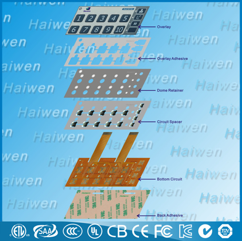 Custom Prototype Flexible Backlight Membrane Switch Tactile Numeric Keypad
