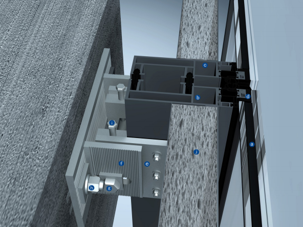 Adjustable 3D Mounting Unitized Curtain Wall Customized Unitised Glazing System