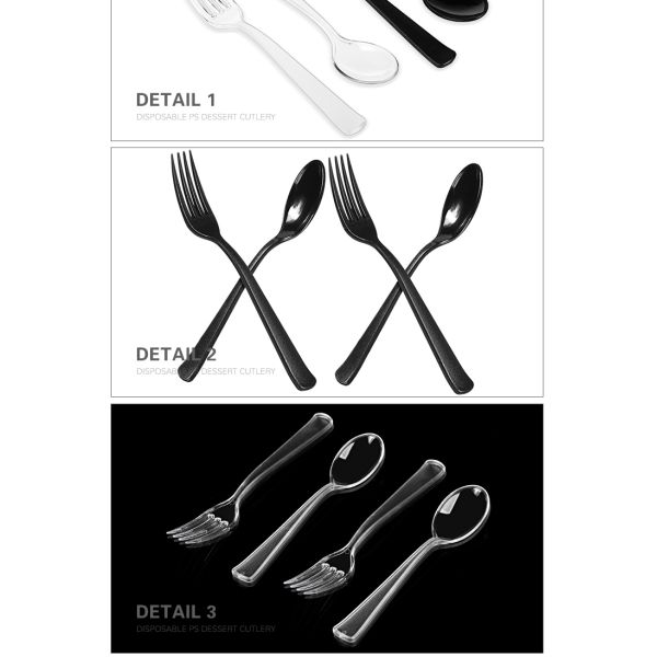 China Manufacturers Supplies disposable plastic black cutlery set for food