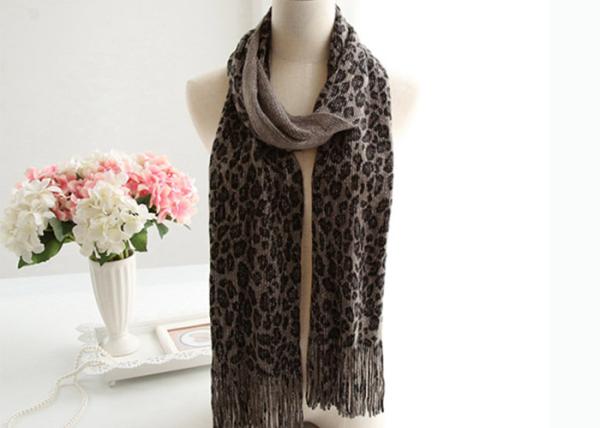 Custom  Acrylic Knit Scarf Double Layer Knit Infinity Scarf with Thin Tassels