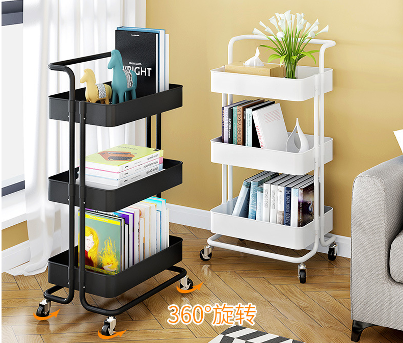 Wear Resistant Kitchen 45KG Bearing ABS 3 Shelf Trolley