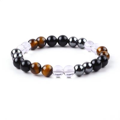 Bracelete de proteção de contas de cristal natural elástico feito à mão para cura