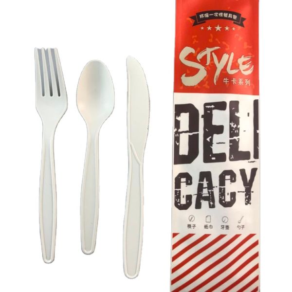 Custom Disposable Cutlery Set Eco-Friendly and Novelty Design in Paper Bag for Recycling
