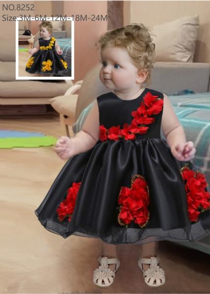 Knee Length Little Princess Dress Round Neck Fashionable Customization