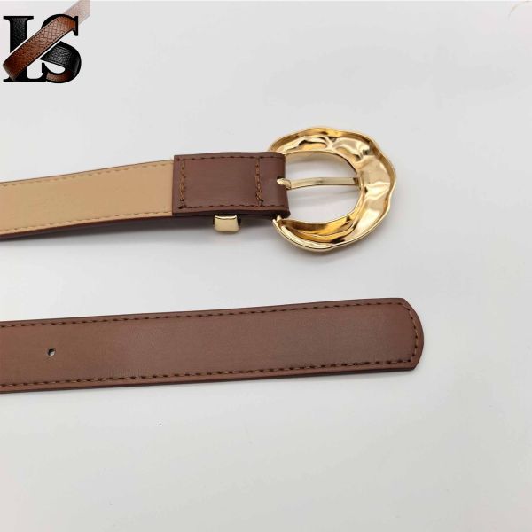 Manufacturer Casual Leather Belts Brown Large Pin Buckle with alloy washer buckle