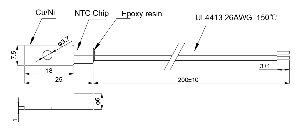 Surface Mounting Ntc Temperature Sensor For Control Cabinet Ring Lug M3.7