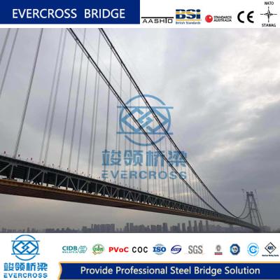 Painted Prefabricated Steel Cable Suspension Bridge Big Loading Capacity