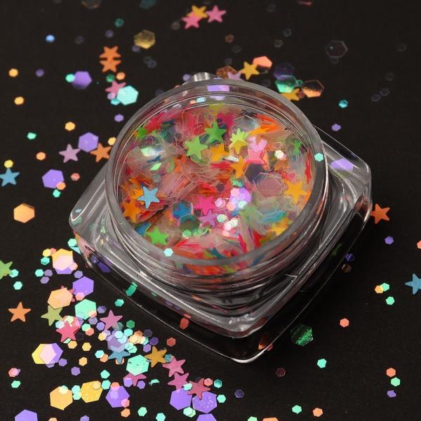 MOON Style YiWu ZY Polyester Chunky Hexagon Shaped Cosmetic Glitter for Fashionable Style