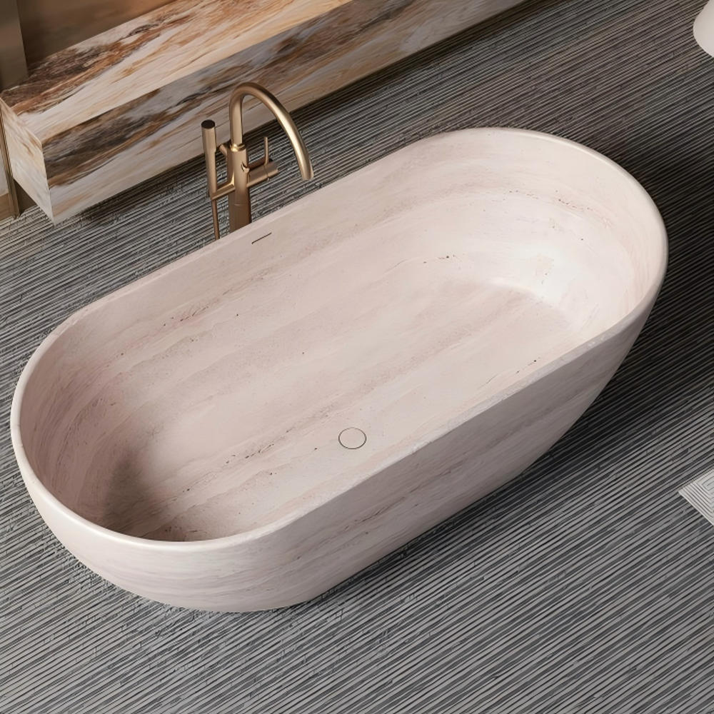 Seamless Hygienic Freestanding Solid Surface Bathtub For Villa Hotel Bathroom