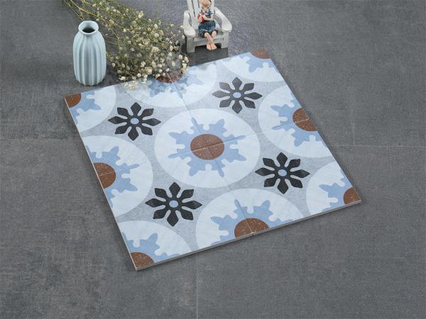 Gray and Blue 20x20cm Ceramic Rustic Tile for Indoor Walls and Floors