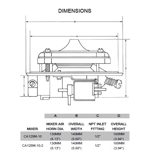 Vacuum Lift CA125M 10 IMPCO Mid Size Engine Mixers