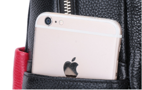 Real Cow Leather Multifunctional Bag , Large Capacity Student Black Backpack Purse