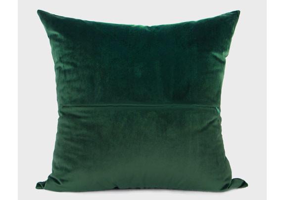 Forest Green Decorative Throw Pillows Geometric Embroidered 100% Velvet