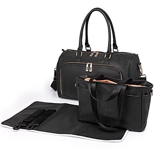 PU Leather Tote Baby Diaper Backpack Duffle Bag For Mummy