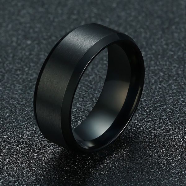 Wedding Stainless Steel Rings Plain Beveled Edges Matte Finished Brushed 8mm 6mm for Anniversary