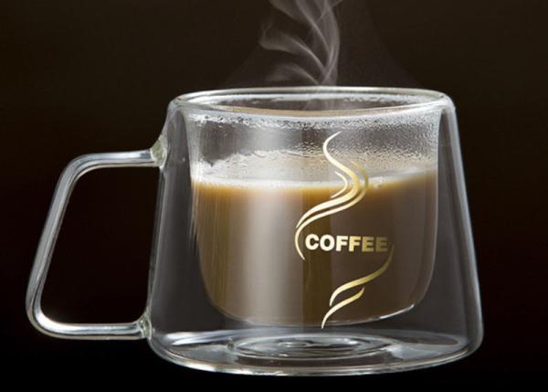 Capacidade de vidro do logotipo 200ml das canecas do copo de café da parede dobro original do Borosilicate