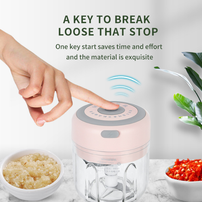 Mini Electric Chopper 250ML Home Garlic Press Chopper Portable Food Chopper