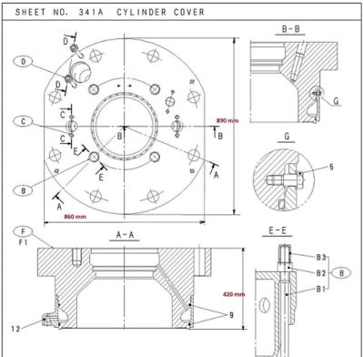 6S50MC-C Engine Cylinder Cover , Cylinder Head Cover For MITSUI / MAN B&W