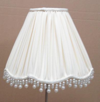 Fabric White Bedside Lamp Shades Drum / tapered Shape With Fringe