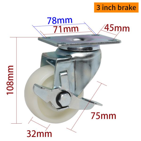 EDL Industrial Casters 3inch 150kg Plate TPA by Rigid, Swivel and Brake type