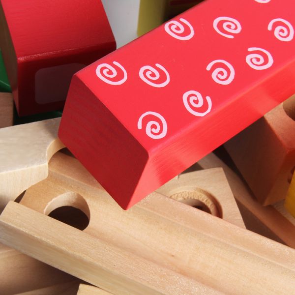 33Pcs Marble Wooden Building Blocks Toy Educational For Children Kid