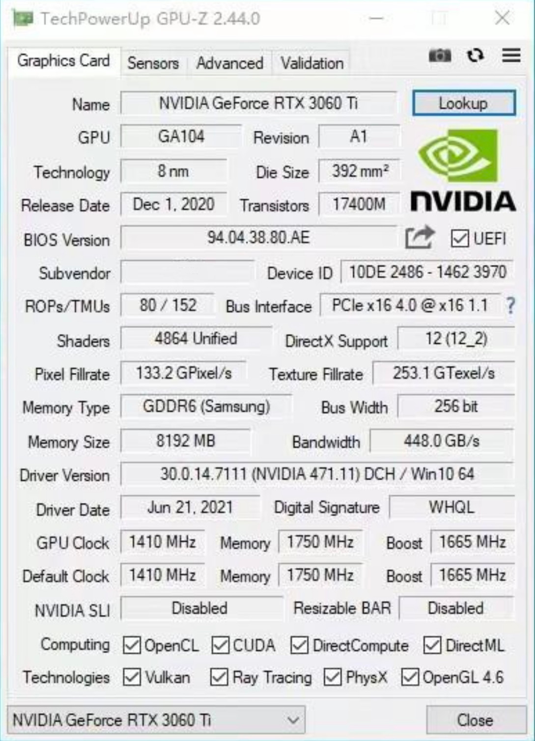 PCWINMAX GeForce RTX 3060 Ti 8GB GDDR6 256-bit 14 Gbps PCIE 4.0 Gaming Dula Fan Видеокарта