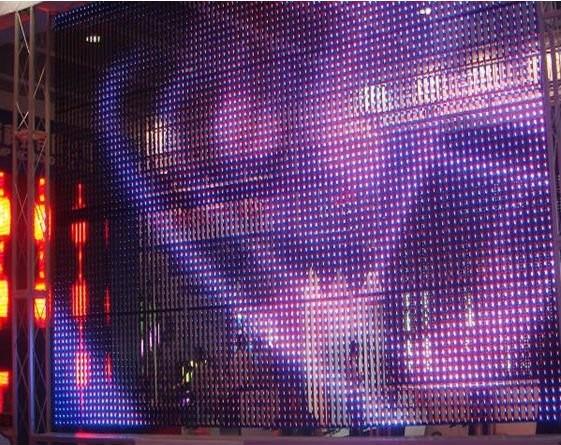 RGB Glass Wall LED Curtain Display High Transparency IP67 160 Degree 1R1G1B